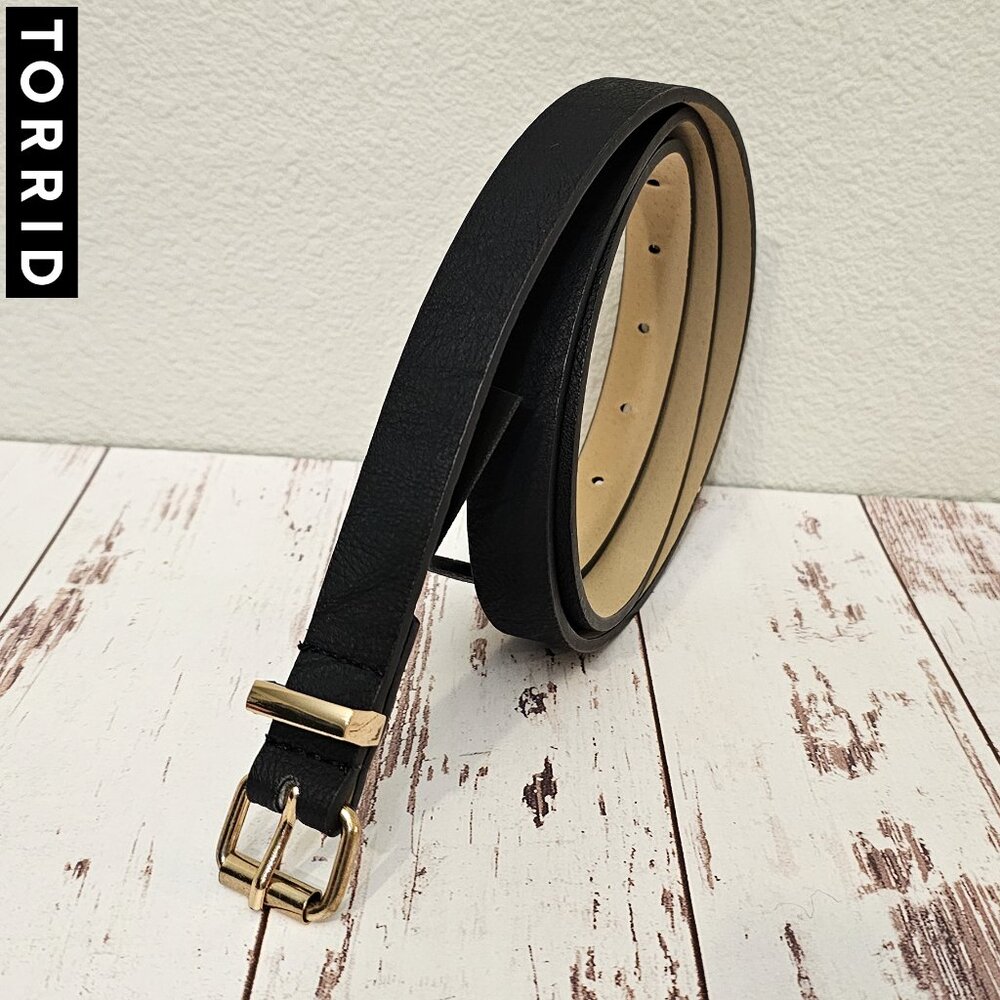 TORRID 1 Black Gold Metal Elegant Minimalist Basic Belt Accessory Plus Size 1X